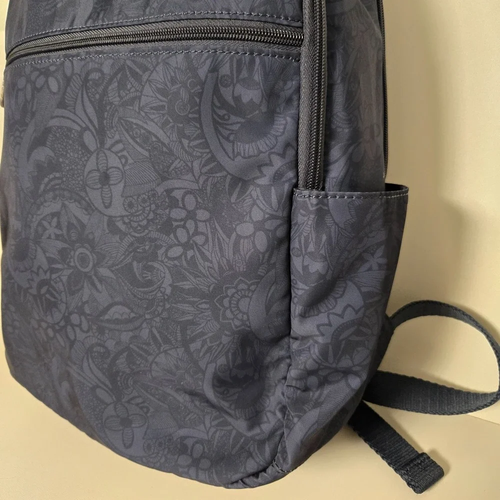 Sakroots Larchmont Divided Eco-Twill Backpack Navy Blue Floral Paisley NEW
